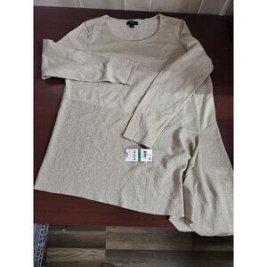 Alfani Ladies  Top Blouse Shirt LARGE Cream Sparkle Sh 15" Ch 21"  L 28" NWT